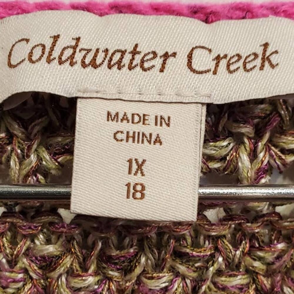 Coldwater Creek Short Sleeve Oversized Multicolored Knit Sweater Plus Size 1X - Picture 3 of 6